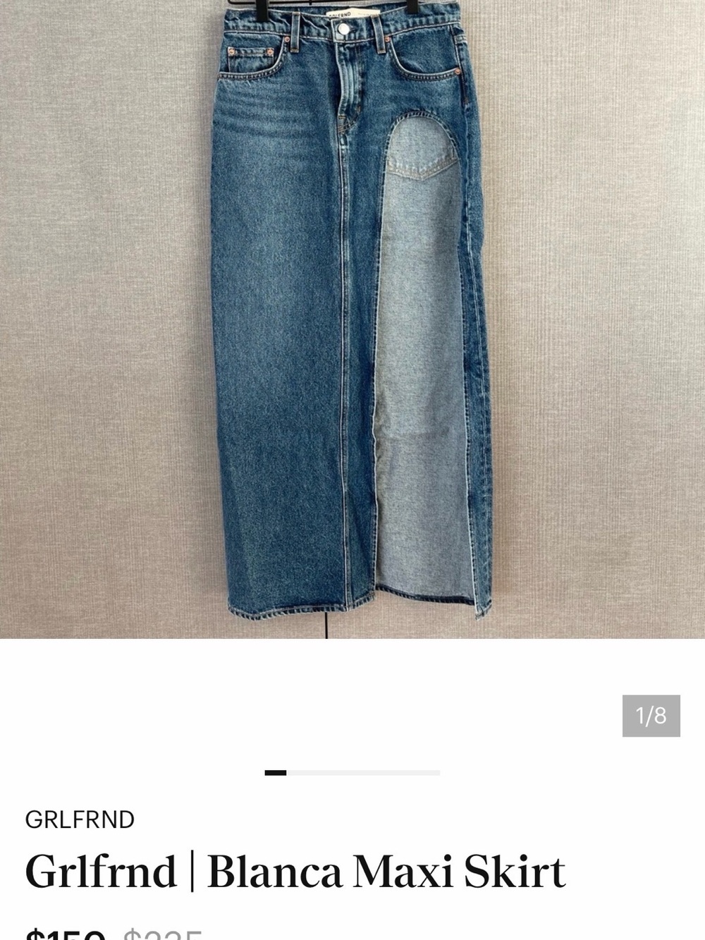 GRLFRND Blue Two-Tone Denim Maxi Skirt